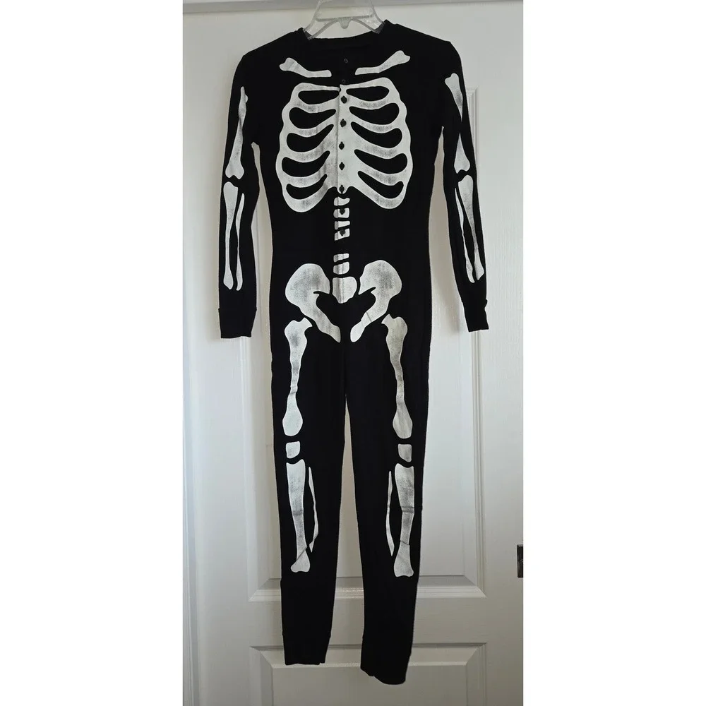 Old Navy Kids Unisex Glow Dark Skeleton Pajamas One‎ Piece Sz XL/12 Costume